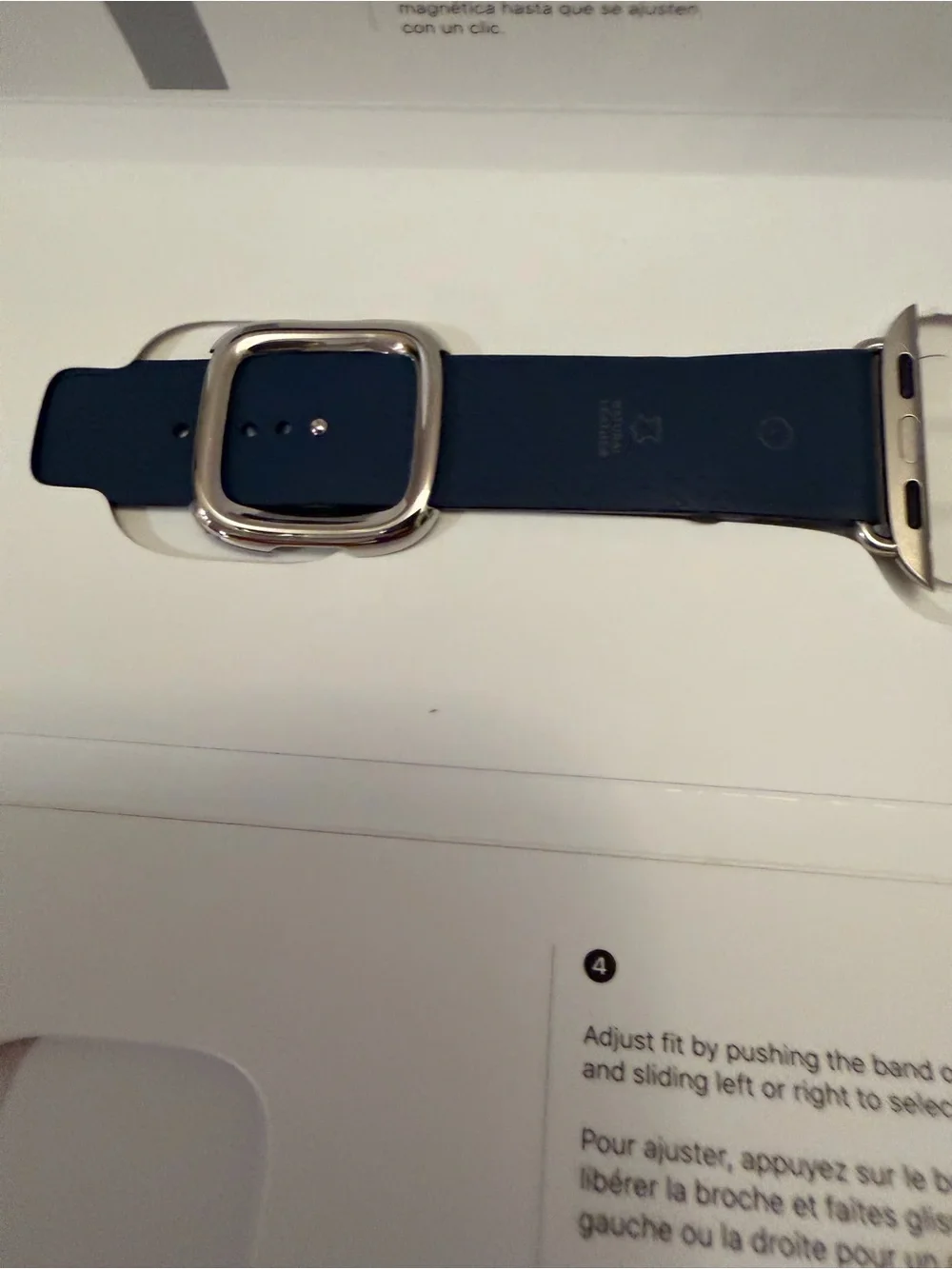 Apple Watch Deep Sea Blue Modern Buckle Leather Band Stainless Steel 40mm